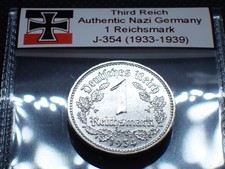 Beautiful Third Reich *1934-F* 1 Reichsmark Coin Nazi Germany Rare Nickel J.354