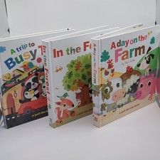 Top That Pull-the-Tab Board Books Set by Steph Hinton: Farm, Forest, Town