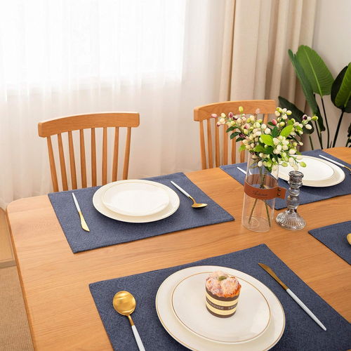 Blau Tischsets für Esstisch 6er Set Abwaschbar Leinen Platzsets für Küche T - Bild 3 von 7