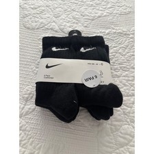 NWT Nike Kids YTH 10C-3Y Black Cushioned Crew Socks 6 Pack Athletic Shoes