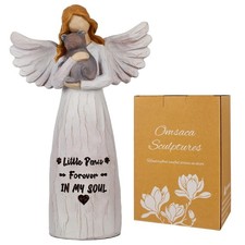 Cat Friendship Memorial Gift Hand-Painted 7 Inch Angel Figurine Pet Loss
