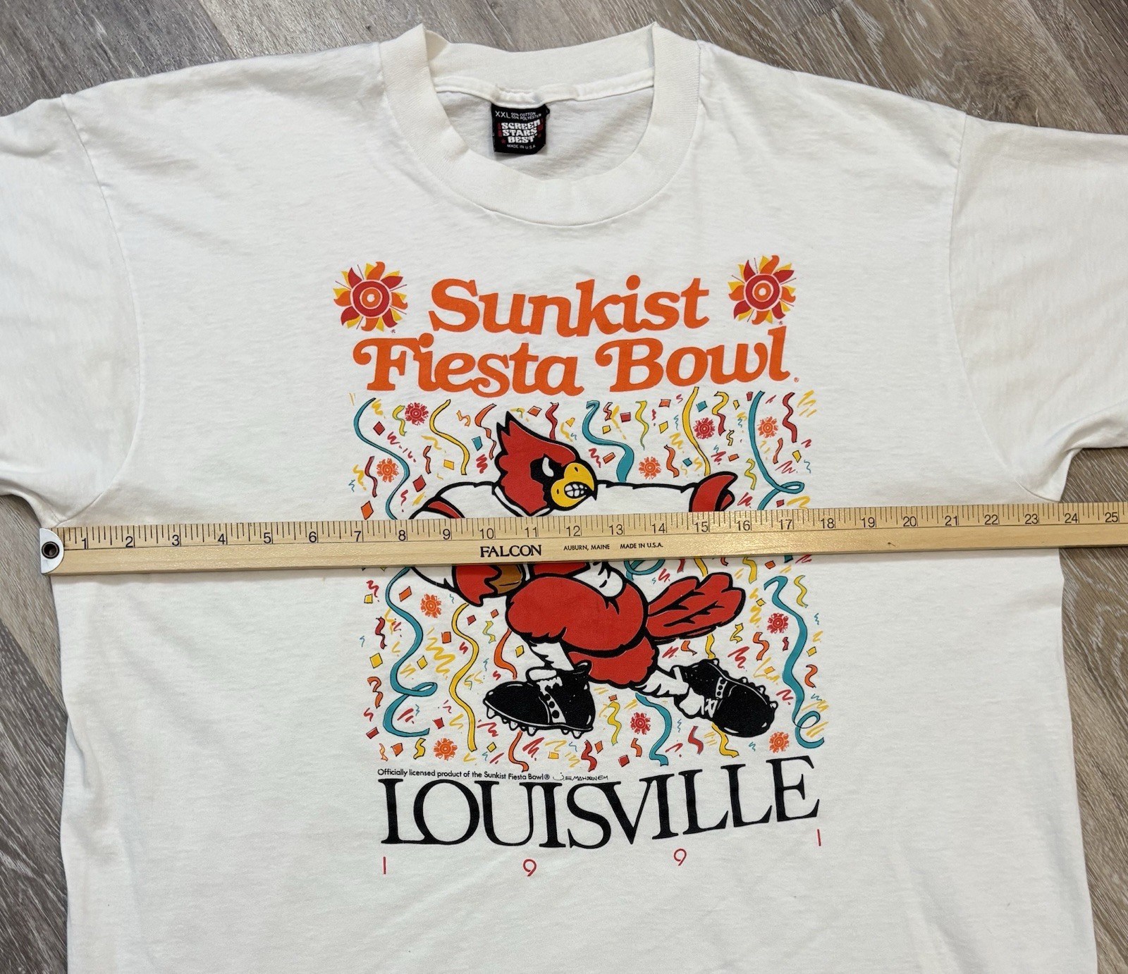 Vintage Louisville Cardinals Football Shirt 2XL Sunkist Fiesta Bowl Screen Stars