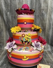 Fiesta Baby Diaper Cake Hispanic Mexican Girl Centerpiece Shower Gift
