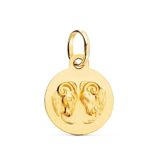 Colgante Oro 18k 750 mls. Horóscopo Aries Matizado. 13MM.
