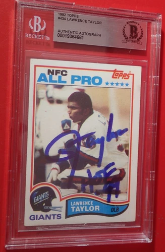 Lawrence Taylor Beckett Slabbed Signed Rookie Card Authentic Auto W/HOF 99