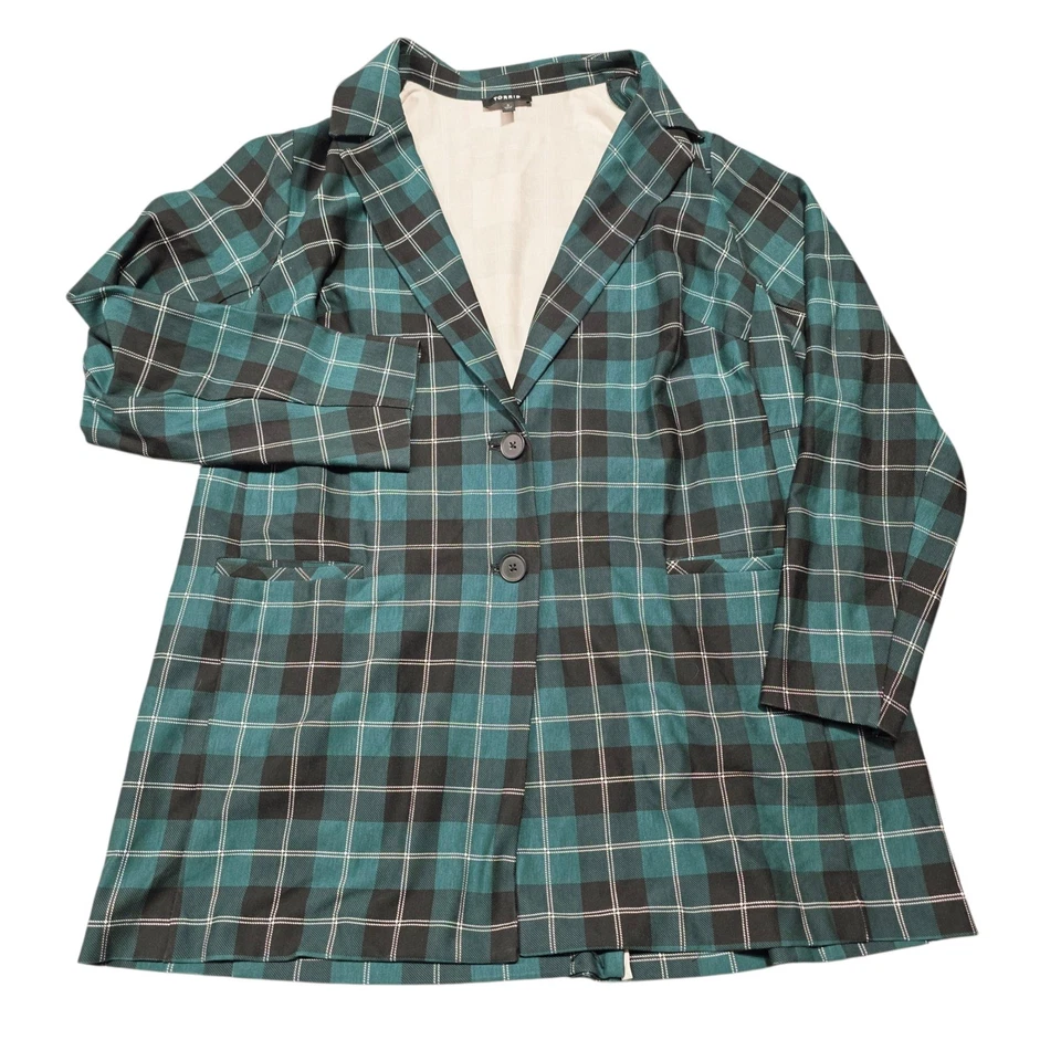 Chaqueta Blazer Torrid a Cuadros para Mujer Talla 3X Verde Negro Blanco Botón Delantero Informal Foto 2 de 4