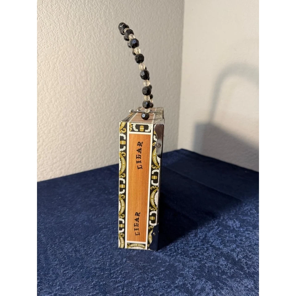 Bolso de mano para mujer caja negro crema Art Deco aleta ilustrado vintage noche Foto 3 de 4