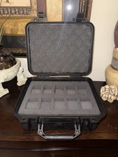 Classic Black case with Pelican 1400 precut 10 watch Collectors Foam nameplate