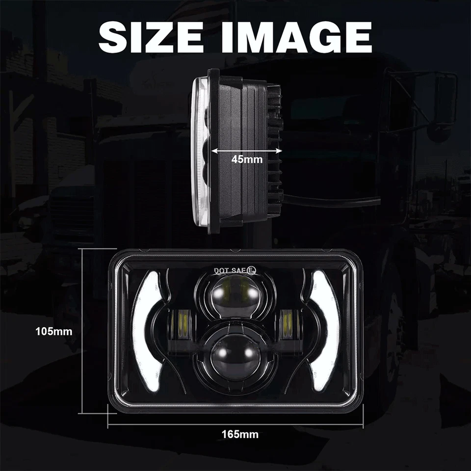 Super Bright 4pc 4x6" inch LED Headlight Projector for Isuzu NPR 1991-2005 Truck - Image 2 of 4