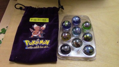 9 Pokemon Murmeln in geöffnet nie benutzt #133 Eevee Tasche