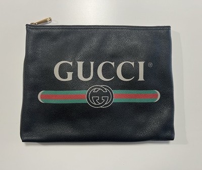 GUCCI Pochette Schwarz Leder Neu mit Dustbag
