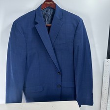 Ralph Lauren Wool Naturel Stretch Lined Macys Blazer Jacket Blue Check Size 48R