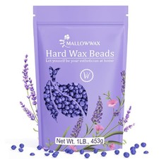 Mallowwax Hard Wax Beads, Wax Beans for Hair Removal, Natural Lavender, Striples