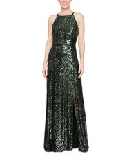 Alex Evenings Halter-Neck Sleeveless Sequined Gown MSRP $239