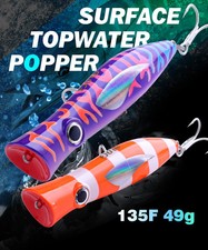 FJORD Popper Fishing Lure 49g Topwater Floating Surface Bait With Treble Hooks