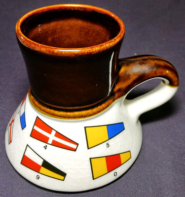 Vintage 1979 Feltman Langer Nautical Captains Mug Bearly Surviving Signal Flags
