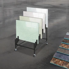 Tile Display Rack,Tile Display Stand with Wheels, Sample Storage Rack,black