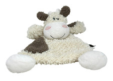 DEMDACO Smiling Cow Flat Lovey Rattle Cream Brown Pink Cheeks Security Blanket