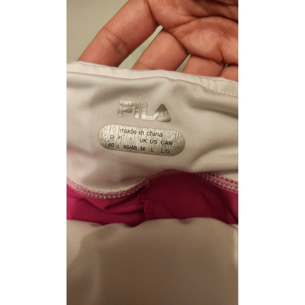 Fila Womens Tennis Skort Large Stretch Pull On Active Skirt White Pink Ruffles