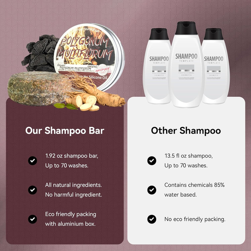 Barra de champú oscurecedor del cabello, barra de champú oscurecedor Shouwu para canas todo natural - Imagen 4 de 9