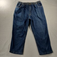 Habands Ice House Flannel Lined Blue Denim Jeans Mens Size Actual 38x29