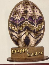 Happy Easter  beaded cross stitch kit on wood canva