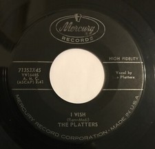 The Platters 45 RPM - I Wish / It's Raining Outside - Rare Mis-Label - Mercury