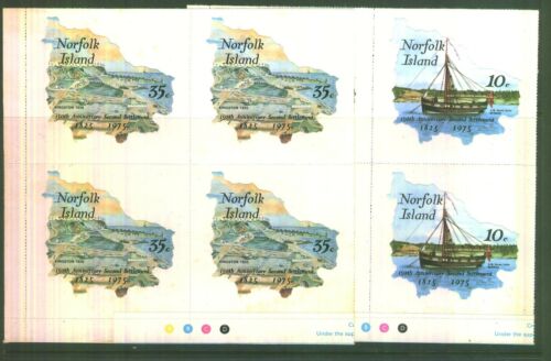 Norfolk Island 1975 150th Aniv 2nd Settlement SG163/64 MNH in corner blocks of 4 - Picture 1 of 3