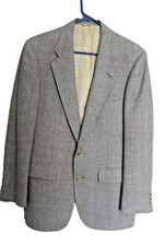 Vintage Chaps Ralph Lauren Light Blue Wool Windowpane Sportcoat Jacket 40R