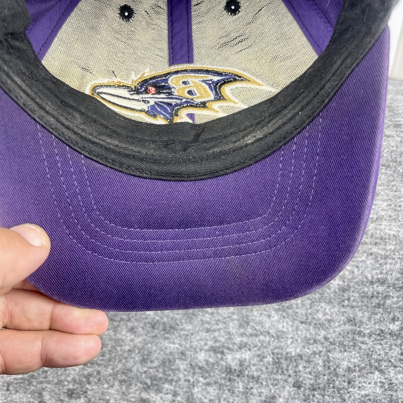 VINTAGE Baltimore Ravens Hat Cap Strap Back Black Purple Football Logo Mens view 9