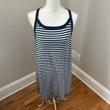 Old Navy Womans NWT Blue Striped Sleeveless Criss cross back Tank Dress XL