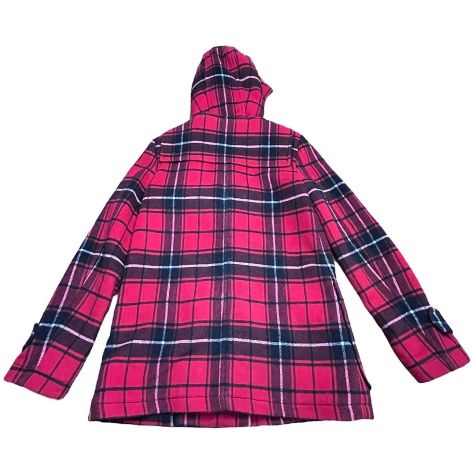 Gap Contrast Wool Blend Toggle Coat Red Black Pla… - image 4