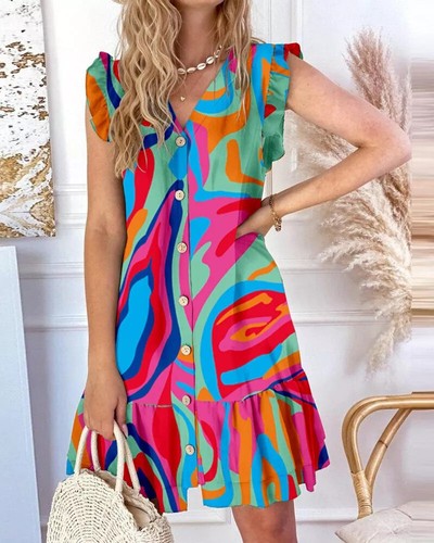 Vestido Mujer Corto Elegante Suave Colorido Vestido Mini Bohoo 67999