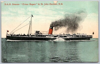 Postcard Canada New Brunswick St John Harbour DAR Steamer Prince Rupert A1D