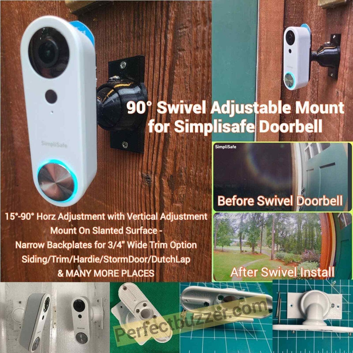 Swivel Mount Simplisafe Doorbell Angle Door Wedge Doorbell