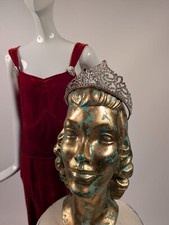 FLAPPER 1920 S RHINESTONE ENCRUSTED TIARA CROWN W ADJUSTABLE BAND