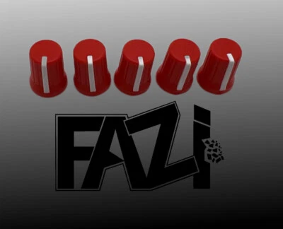FAZI 5 x RED KNOBS OEM 0 90 180 270 DEGREESE DJ MXER PIONEER DENON TRAKTOR UK