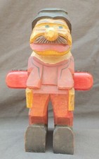 Old Vintage Hand Carved Wooden Shoe Brush Holder Figure Japan