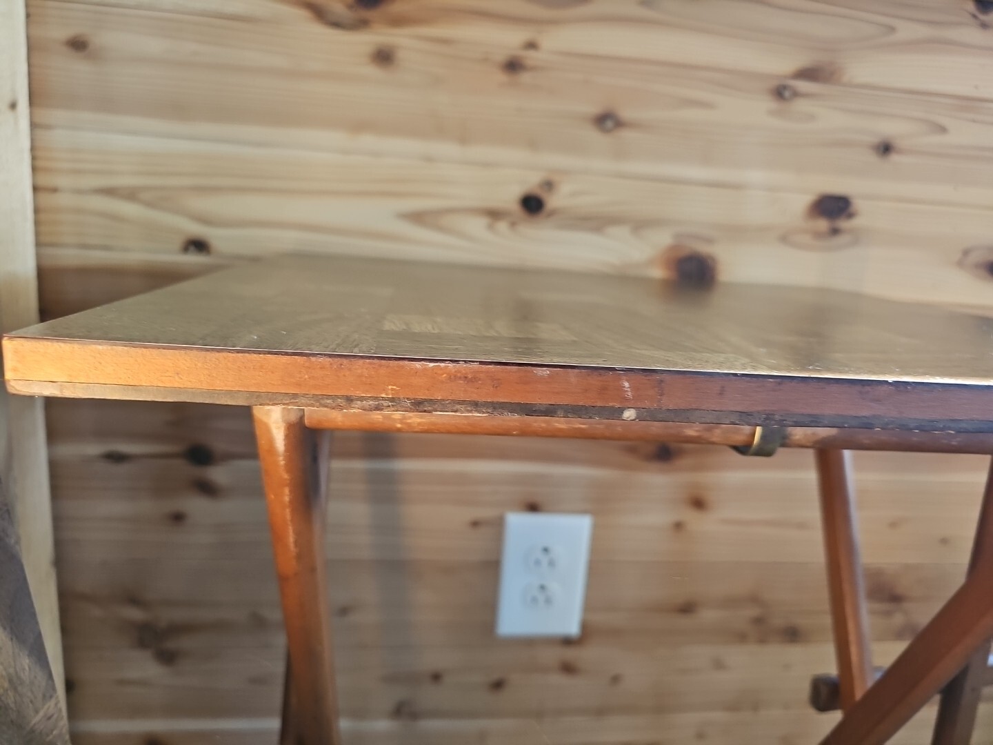 Vintage MCM SCHEIBE TV Table Wood Folding Trays Set Of 4 with stand