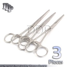 3 Pean Hemostat Locking Forceps 6" Straight Stainless Steel