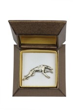 Greyhound, Grosser Englischer Windhund - Hundebrosche in Geschenkbox, elegante A