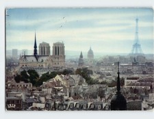 Postcard Panorama sur Notre Dame et la Tour Eiffel Paris France