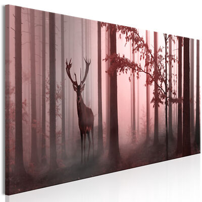 Natur Tiere Hirsch Wald VLIES LEINWAND DEKO BILDER WANDBILDER XXL WOHNZIMMER