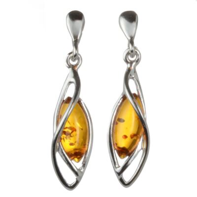Sterling Silver and Baltic Honey Amber Earrings ''Milena''