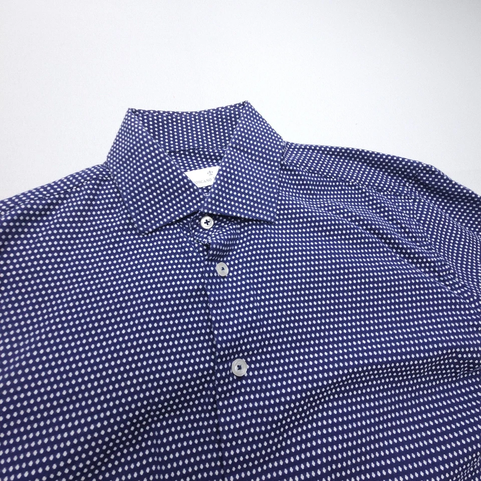 Camisa Toscano Firenze manga larga con botones para hombre pequeña estampado de lunares azul Foto 4 de 4