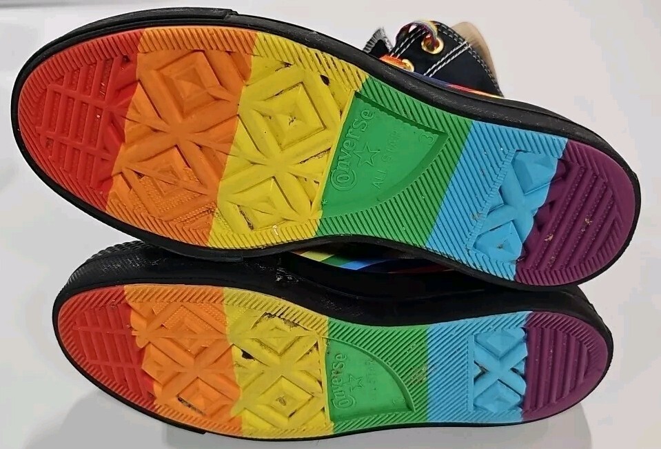 LGBTQ PRIDE rainbow 🌈 CONVERSE ALL STAR black Hi Top Shoe