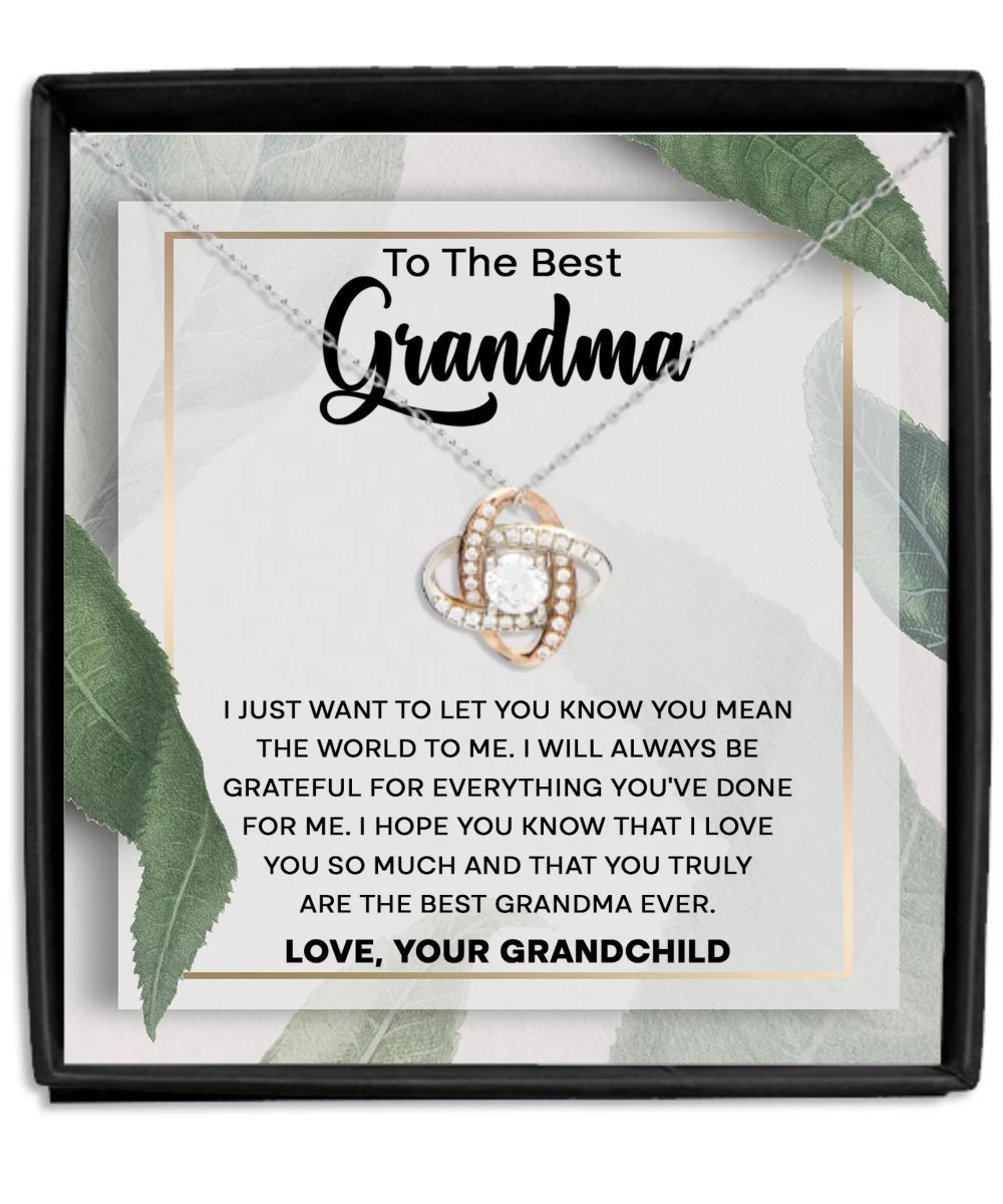 To The Best Grandma 14K Rose Gold Love Knot Necklace from