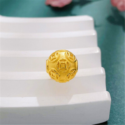 Pure 999 24K Yellow Gold Women 3D Lucky 11mm Round Coin Ball Pendant 0.9-1.1g