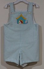 Just Ducky Boys Size 4 Green White Seersucker Reversible Jon Jon Outfit