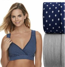 Playtex Women's Nursing Pullover Sleep Bra 2-Pack, Navy Print, Gray, Small